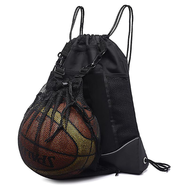 Drawstring Basketball Backpack For Boys, Foldable Soccer Backpack Gym Bag Sackpack Sports Sack With Detachable Ball