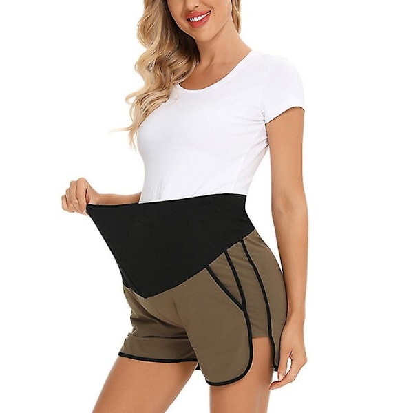 Maternity Bukser Solid Strip Splicing Beskytt Mage Gravide Kvinners Shorts
