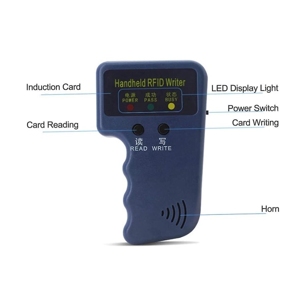 Käsikäyttöinen RFID-korttien kopioija 125kHz ID (EM4100/HID/AWID) kopioija lukija kirjoitin 6 kirjoitettavalla + 6 W