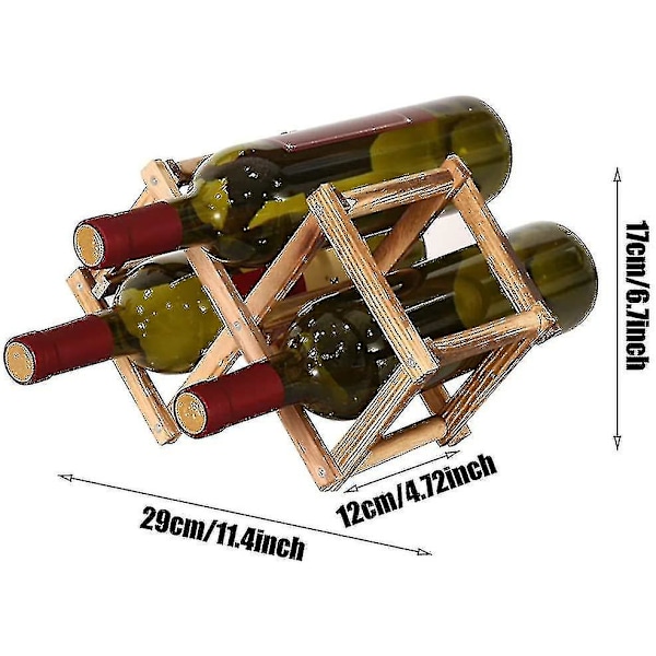 Sammenleggbart Vinstativ i Tre - Diamant Massivt Tre Holder 3 Flasker