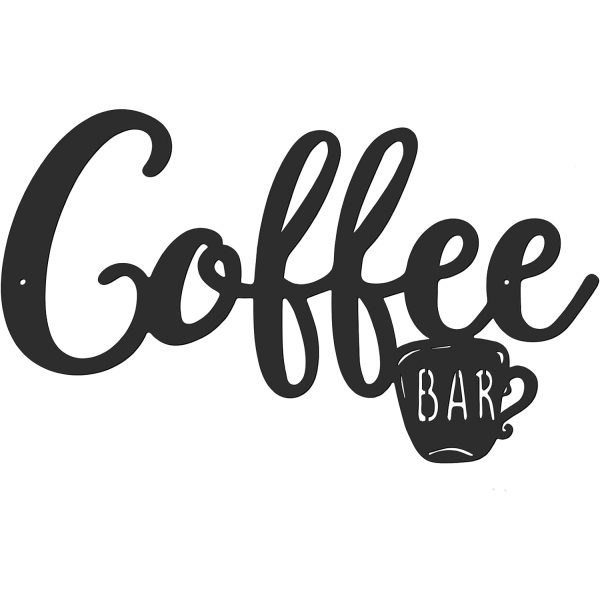 Pottehodet hengende skilt, men første metallskilt kaffestasjon metallbokstavskilt kaffe ordkunst gårdshus kjøkken veggdekor (enkel stil)