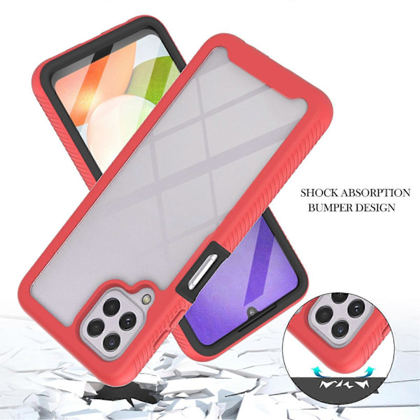 Samsung A22 4G Cover, Rød Samsung M22/M32 4G Cover, Stødsikkert Cover med Skærmbeskytter, 360 Telefon Cover Dobbeltsidet Fuld Krops Mobiltelefon Cover til Sa