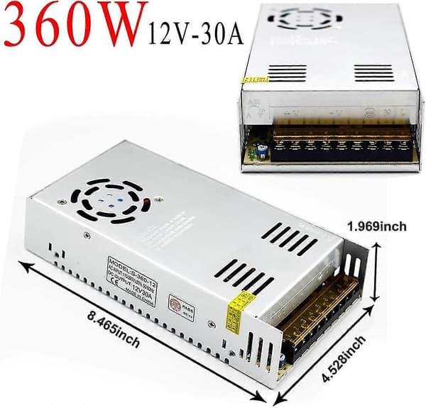 12v 30a Dc Universal Reguleret Switching Power Supply 360w