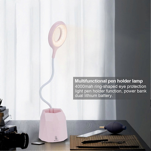 Pennhållarelampa LED USB Laddning Touch Ögonskyddande Bordläslampa för Studentstudier