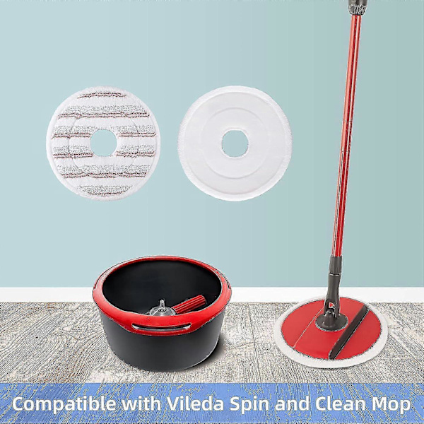 3 stk. Mopp Refill For Vileda Spin And Clean Mopp, Erstatningshode for Spin Mopp, Vaskbart Gjenbrukbart Mikrofiber Mopphode