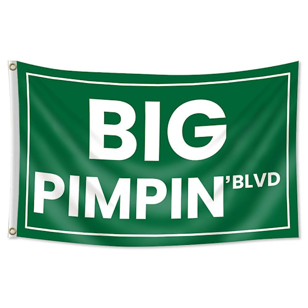 Big Pimpin'blvd Flag, Big Pimpin'blvd sjove flag 3x5ft Gobelin Polyester Banner Med Fire Messingringe Til College Sovesal Væg Dekoration