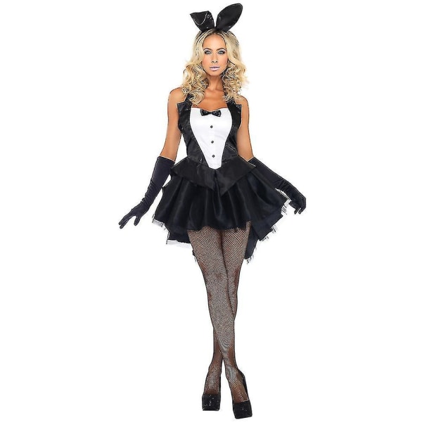Ny anländer Svartvit kaninoutfit Bunny Girl Kostymer Swallowtail Dress Scenkostym för fest