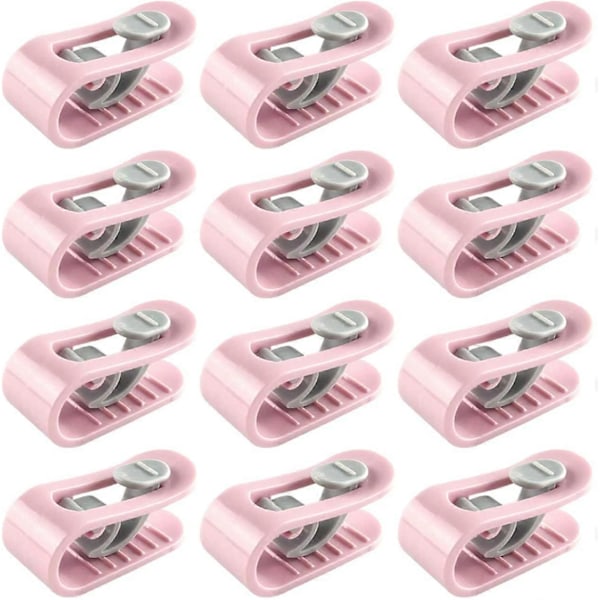 12 stk. Dynebetræk Klips, Dynebetræk Klips, Sengelinned Klips, Anti-Slip Nålfri Fikseringsklips Sengelinned Tilbehør (Pink)