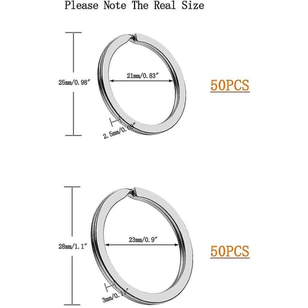 100 st Split Nyckelringar, Metall Platta Split Nyckelringar Bulk För Hem Bilnycklar Smycken DIY Konst