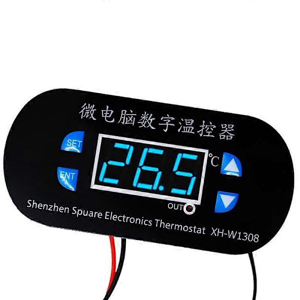 W1308 DC 12V Digital Kjøle- og Varmesensor Temperaturregulator Justerbar Termostatbryter Termometerkontroll Blått Lys