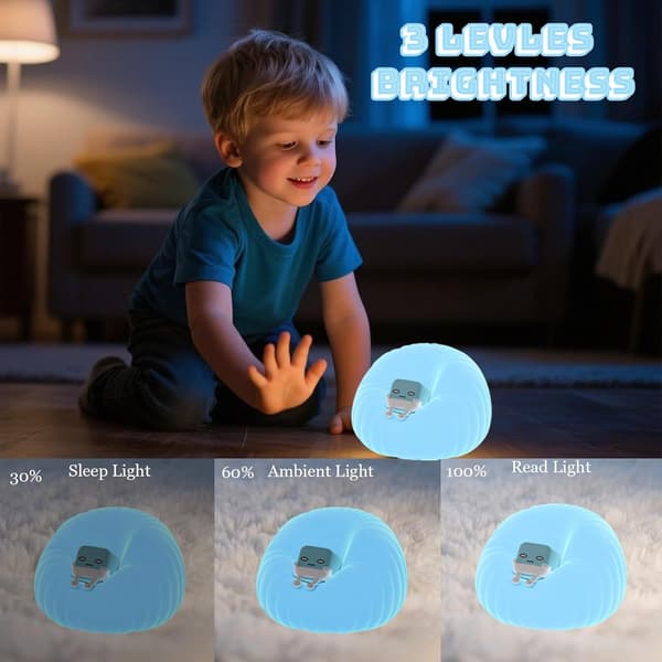 Søt Barnesofa Nattlys - Dimbar Silikon Berøringslistlys med Timer (Blå)