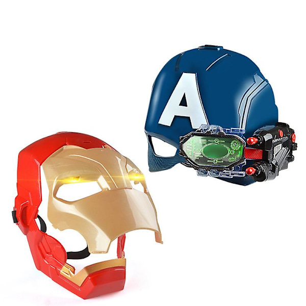 Marvel Avengers 4 Iron Man Captain America Mask Ljus Ljud Öppen Mask För Barn Halloween