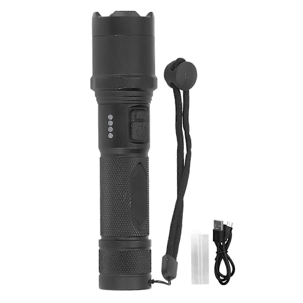 Superljusa Ficklampor Hög Ljusstyrka 3 Ljuslägen USB Laddning IP45 Vattentät Zoombar Ficklampa för Camping