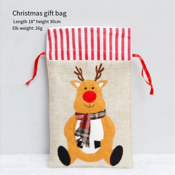 Joulun karkkilaukku, jossa on kiristysnauha Lahjakassit Xmas Säkkikangas Söpöt pussit lomajuhliin