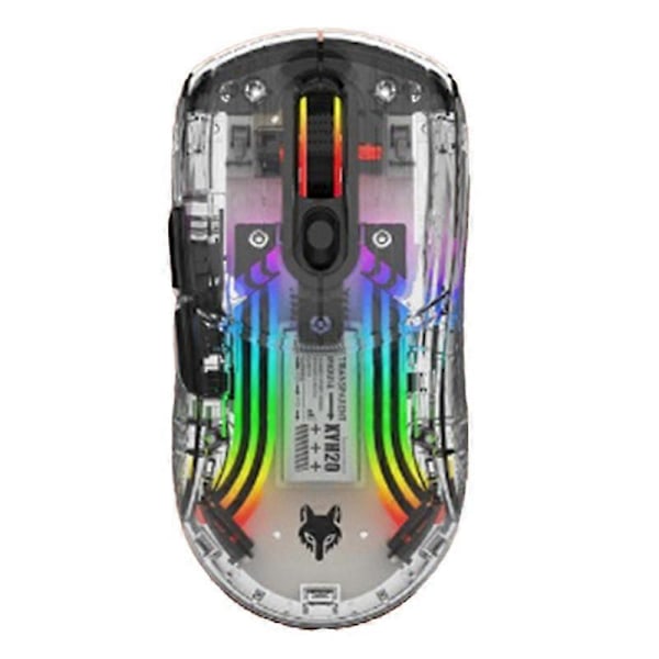 XYH20 3-Mode Transparent 4G Mus Rgb Mekanisk Mus E-Sports Bluetooth Mus Sort