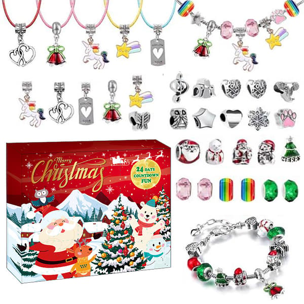 24-dagars nedräkningsarmband adventkalender blindbox-set, designa ditt eget jul armband