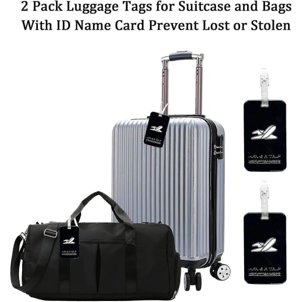 2-pack Lugga-etiketter, resväskaetikett med cover -ID-etiketter för resebaggatillbehör ()