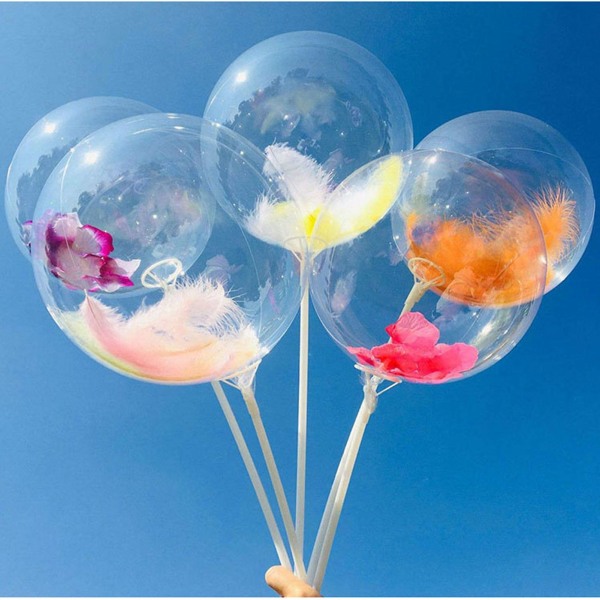 50 stk Bobo balloner Pvc gennemsigtige genanvendelige op til 15,7 tommer oppustede størrelse festballoner til familie bryllupsdag