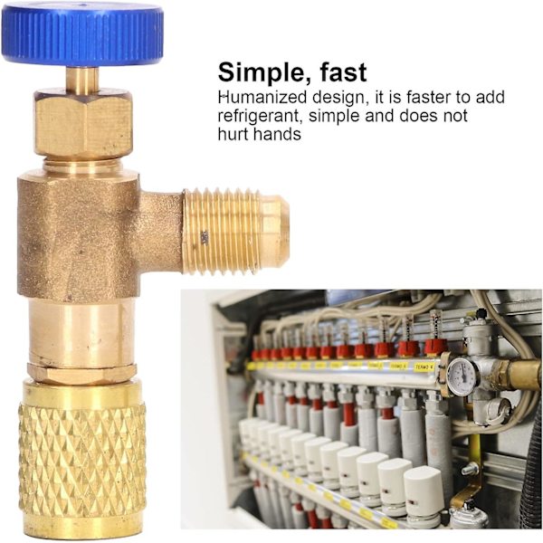 Køleventil, 2 stk. Kølemiddelventil, Fluoridopladningsadapter, Aircondition Kølemiddelstyringsventil til R22 R404 R407 1/4sae gevind Refr