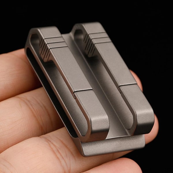 Titanium legering Clip-on karabinhage Dobbelt klip bæltespænde Udendørs sport talje nøglering lommeværktøj