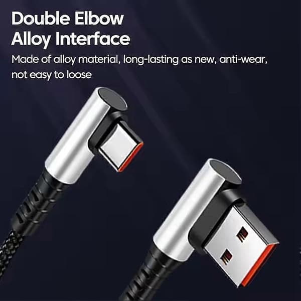 USB-C-pikalatauskaapeli 90 asteen kulmalla, lyhyt datakaapeli ZZA7 R1Q8