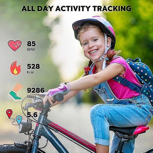 Poryoo Fitness Tracker Ur til børn, piger drenge teenagere, vandtæt aktivitetsmåler med skridttæller, kalorietæller, hjertefrekvens, søvnmåler, alarm