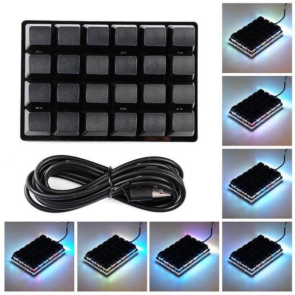 Sort 24-tasters tastatur Mekaniske tastaturer Brugerdefinerede genvejstaster Programmerbare R4F9