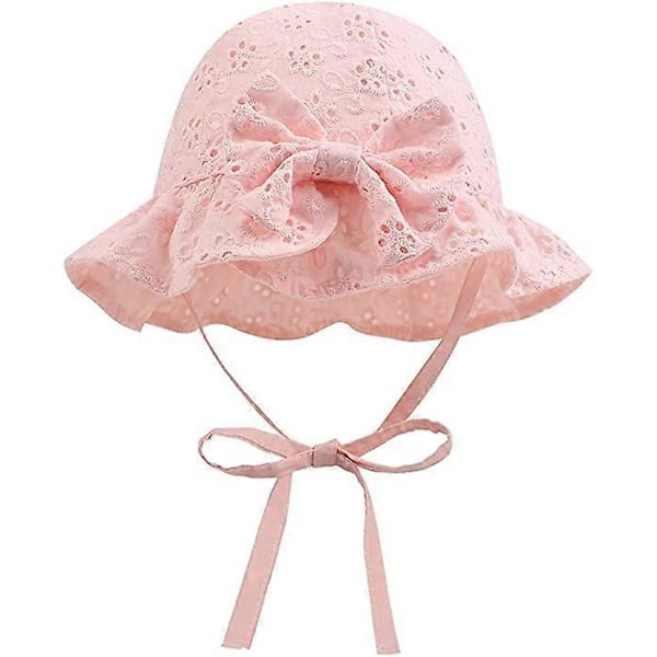 Sommerhatt med knytebånd for babyjente, pudder, 42-45 cm, solhatter i bomull, nyfødt babybeanie