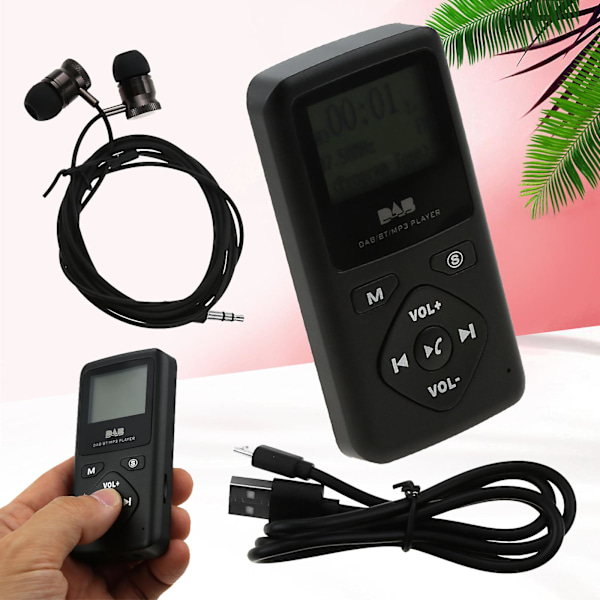 NY Bærbar Lomme Digital FM DAB/DAB+ Radio MP3-spiller Bluetooth 4.0 PracticTa js