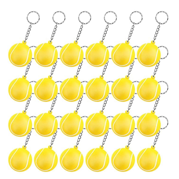 24 Pakk Tennisball Nøkkelringer, Mini Tennis Stressball Nøkkelringer, Sportsball Nøkkelringer, Karnevalspremier