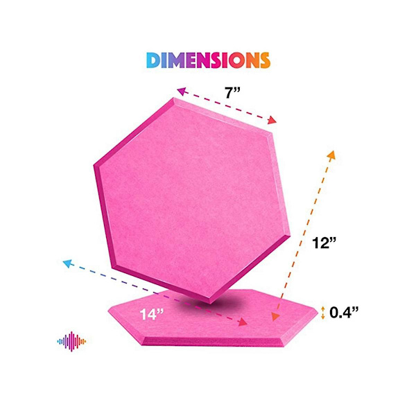 12-pack hexagonala akustikpaneler, 14 x 12 x 0,4 tum högdensitets akustikpaneler ljudisolering