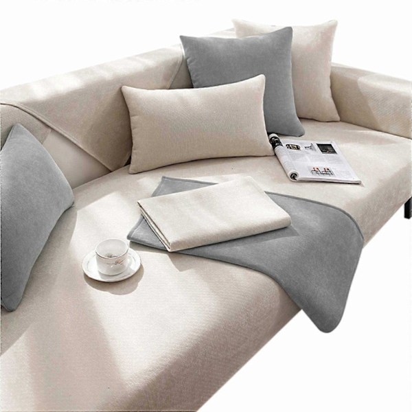 Sofabeskyttelse Ensfarget sofatrekk Sofabeskyttelsestrekk Elfenben minimalistisk design elegant stil