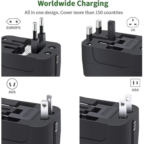 Bærbar multifunksjonell dobbel USB-port global universal reisevegglader strømuttak Fg