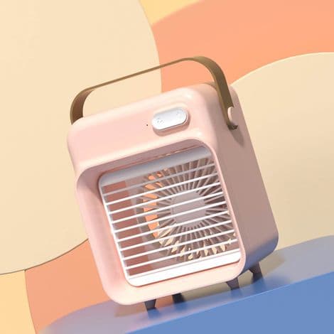 Mini bærbar USB bordventilator med 3 ventilatorhastigheder. Pink.
