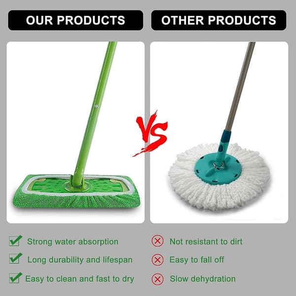 6 stk. Genanvendelige Mikrofiber Mopper Til Swiffer Sweeper Mop, Tørre Fejemoppe & Våde Mopper Til Gulvvask