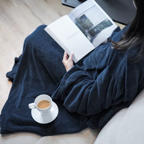 Oversized hettegenser-teppe med stor lomme, multifunksjonell Dark Gray