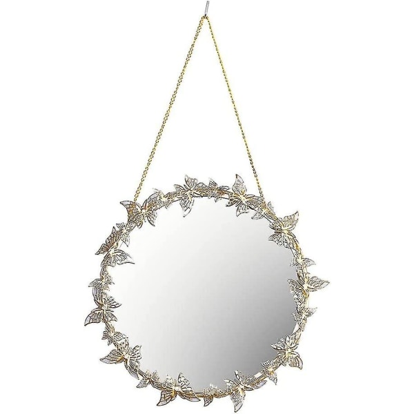Speglar för väggdekor, guldhängande spegel Golden Butterfly Väggmonterad sminkspegel med kedja