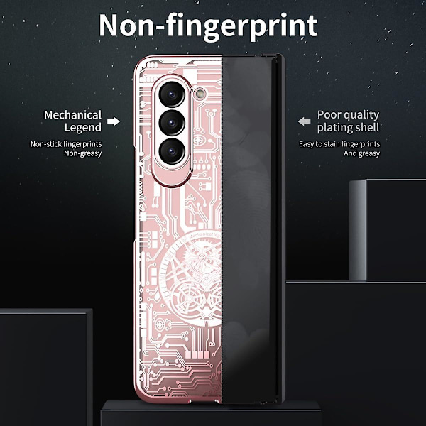 Plating Clear Case Samsung Galaxy Z Fold 5:lle saranasuojalla, ultraohut PC-kokokehon suojus sisäänrakennetulla näytönsuojalla