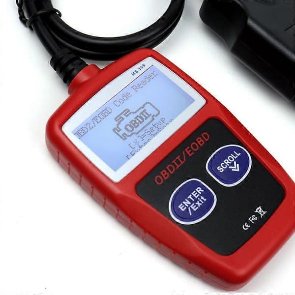MS309 OBD2-skanner CAN BUS-kodeleser for biler, les/slett motorfeilkoder bildiagnoseverktøy red