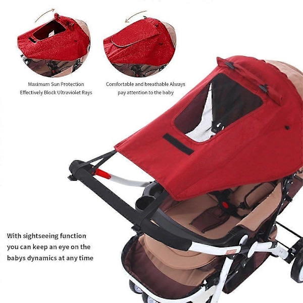 Solskydd för barnvagn Universal solskydd UV-skydd 50+ säkerhet komfortskydd