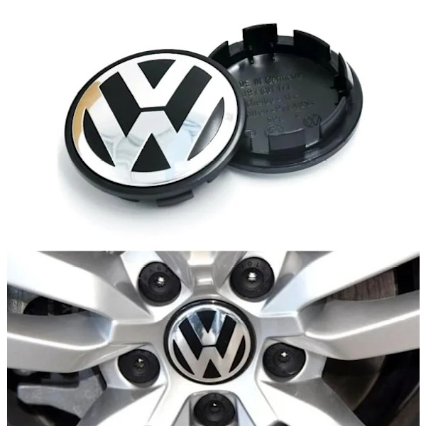 4-pack - Volkswagen Navkapsel/Hjul Emblem - Bilsilver 56mm