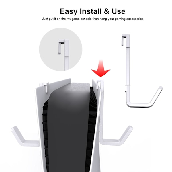 2 st universella handkontroll-headset-hållare kompatibel med Ps5/ps5 Slim-konsol, hörlurar väggmonteringshållare hängare krok
