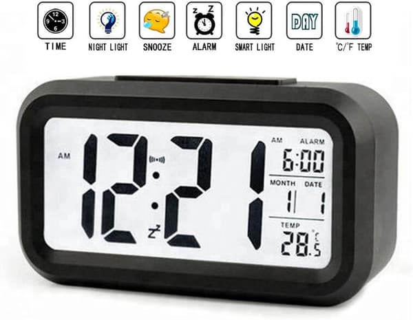 DTL Digital Väckarklocka, LED-display med temperaturvisning, stor LCD digital display