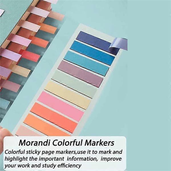 Sidemærker, Morandi Sticky Note Tabs Farvede Skrivbare og Flytbare Bogmærker Strip Inde