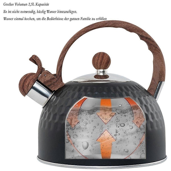Tekedel til komfur, fløjtekedel i klassisk sort design, holdbar og stilfuld.