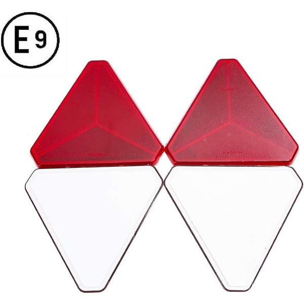 4 X rød trekantreflektor, trekantreflektor for tilhenger, selvklebende reflektor Trailerreflektorer, trafikktrekantreflektor, påfør på Rv Carava