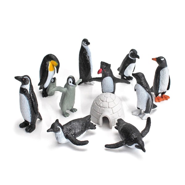 11 stk/ Sæt Pingvin Model Mindste detalje Samlerbar Solid Antarktis Dyr Pingvin Figur Legetøj Combo Til Hylde Decor