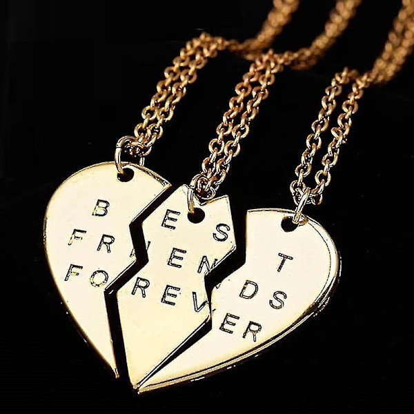 Fashion 3pieces Broken Heart Pendant Necklace Chic Best Friends Forever Necklace