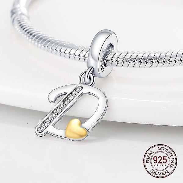 925 Sølv Bogstav A-Z Alfabet Charm Navneperler Passer Originale Pandora Armbånd Charms Til Kvinder DIY Vedhæng Fremstilling Smykker