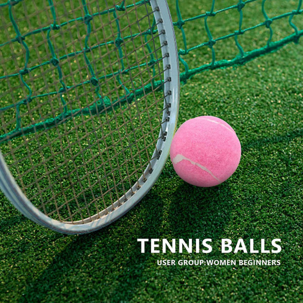 6 stk. pakke Pink tennisbolde Slidfaste elastiske træningsbolde 66mm Dame Begyndere Øvelse Te